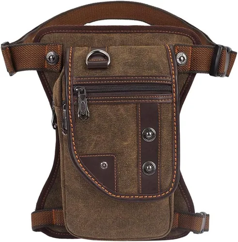 Vista 26 de Canvas Drop Leg Bag Outdoor Waist Pack for Men Women Tactical Military Motorcycle Bike Cycling Multi-Pocket Waist Fanny Pouch Travel Hiking Climbing