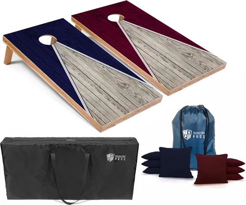 Vista 31 de Tailgating Pros Juego de tablero de Cornhole ligero con diseño piramidal con bolsas de frijoles y estuche de transporte, juego de cornhole