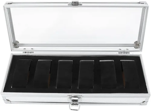 Vista 6 de TOPINCN Caja de reloj rectangular para organizador, 1 unidad, en caja, 12 ranuras de rejilla para soporte para bolsa organizadora para organizador