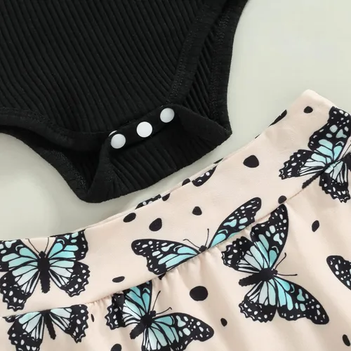 Vista 158 de TheFound Trajes de verano para niñas pequeñas, sin mangas, de punto acanalado, halter, pantalones cortos, ropa para recién nacidos, conjunto de 3