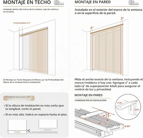Vista 8 de GoDear Design Persianas verticales ajustables para puerta corredera de vidrio de 45.8 a 86 pulgadas de ancho x 96 pulgadas de alto, persianas