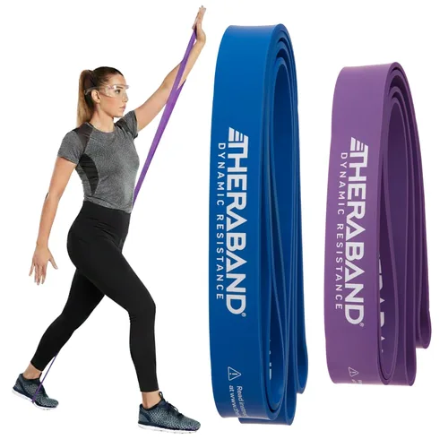 Vista 15 de THERABAND Bandas de alta resistencia, juego de 2 súper bandas elásticas para mejorar la flexibilidad, rehabilitación de lesiones y entrenamientos