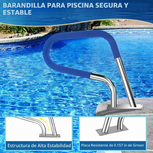 Vista 4 de Barandilla de piscina enterrada de 30x22 con cubierta, barandilla de piscina 304SS para piscina