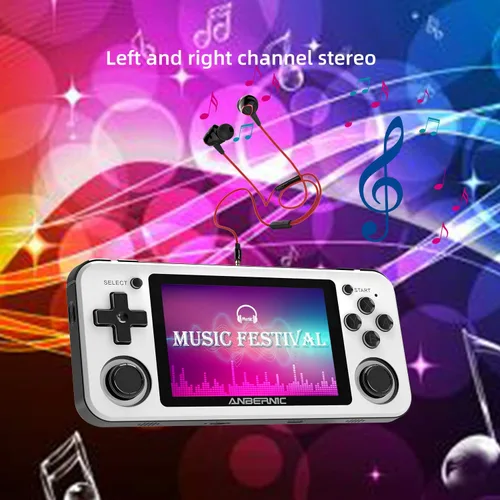 Vista 5 de Dosnura RG351P Handheld Game Console, Retro Game Console Open Linux Tony System RK3326 Chip 64G TF Card 2500 Classic Games 3.5 Inch IPS Screen