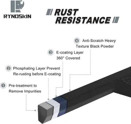 Vista 4 de RYNOSKIN Estribos laterales para Ford Bronco 2021-2026 de 2 puertas, resistente, texturizada, color negro, resistente, para SUV, barra Nerf
