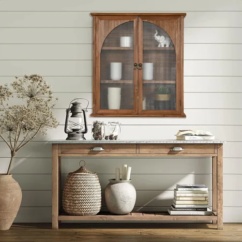 Vista 5 de COLLECTIVE HOME - Armario organizador de pared de 24 pulgadas, gabinete de baño de madera maciza con puerta arqueada, ya montado, 22 x 8 x 24