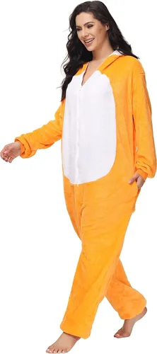 Vista 2 de Petrella Pijama de forro polar de animal para mujer, disfraz de una pieza para Navidad, Halloween, cosplay