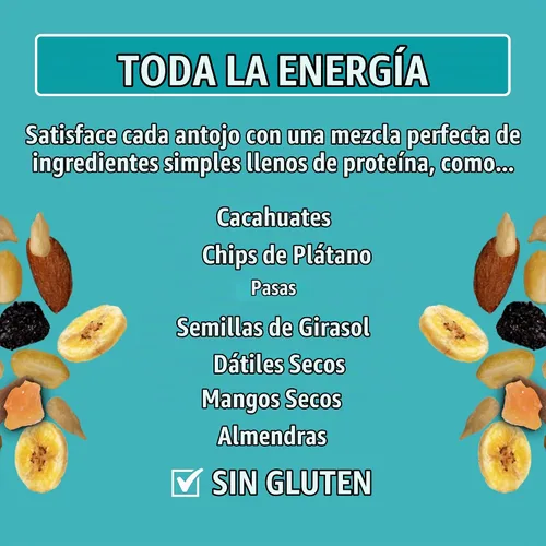 Vista 3 de Kar's Nuts All Energy - Mezcla de frutos secos sin sal, paquetes individuales de aperitivos de 2 onzas, paquete a granel de 48, mezcla de aperitivos