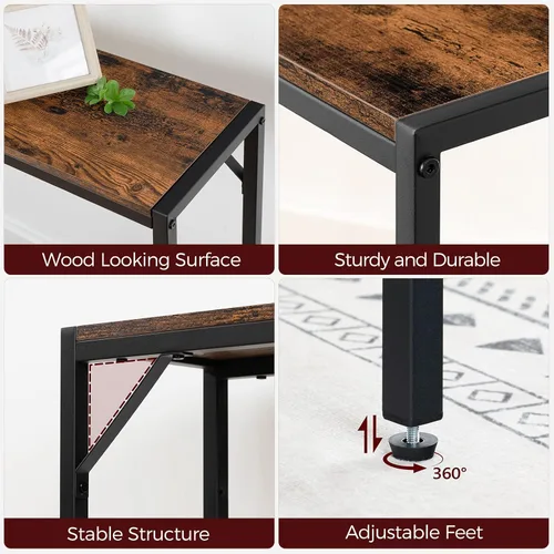 Vista 16 de MAHANCRIS Mesa consola, mesa de entrada de 2 niveles, detrás de la mesa del sofá, estilo industrial, resistente y estable, para sala de estar