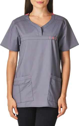 Vista 12 de Wink WonderFLEX Patience - Women's Curved Notch Neck Scrub Top Aguamarina