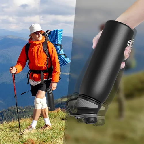 Vista 6 de Fjbottle Botella de agua aislada de acero inoxidable, botellas de agua a prueba de fugas de 32 onzas, vaso reutilizable de hielo, jarra de vacío