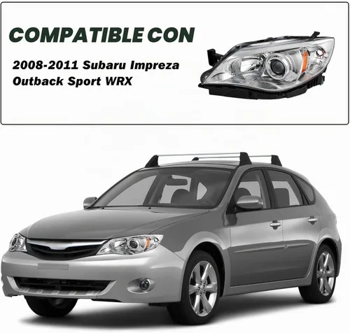 Vista 5 de SOCKIR - Conjunto de faros delanteros halógenos compatible con Subaru Impreza WRX Outback Sport 2008-2011, faro proyector con carcasa cromada
