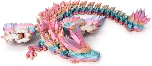 Vista 3 de Dragón Impreso en 3D - Dragón Volador de 18 Pulgadas con Alas, Juguete Fidget de Cristal Articulado XL con Alas, Decoración del Hogar, Regalo