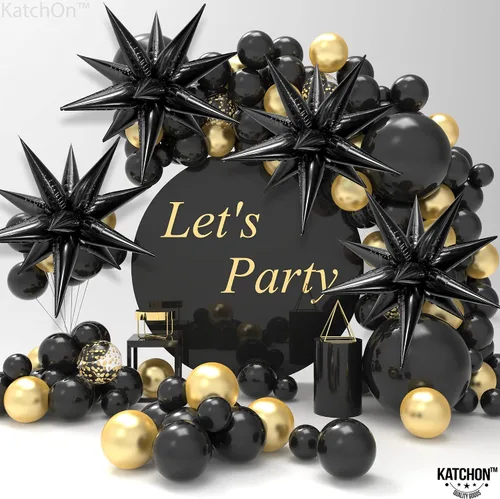 Vista 7 de Globos de papel de aluminio con forma de cono de estrella en explosión, negro, 20 pulgadas, para decoraciones de cumpleaños y graduaciones 2022, 50
