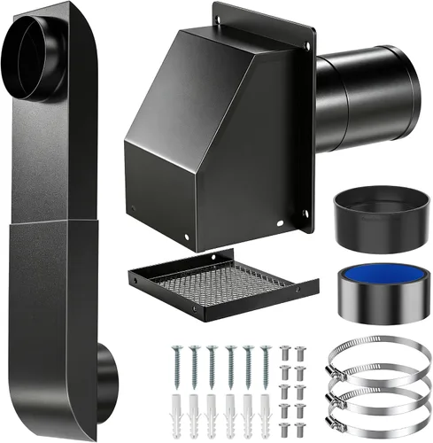 Vista 9 de Periscope Dryer Vent, 29-45" Telescoping Dryer Vent Stainless Steel Adjustable Dryer Vent for Tight Space Flat Duct Slim Exhaust Pipe Hose Negro
