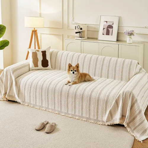 Vista 22 de Fundas Boho para Sofá de 2 Cojines, Funda Deslizable de Chenille para Sofá para Mascotas Lavable, Funda de Loveseat Seccional en Forma de L Manta