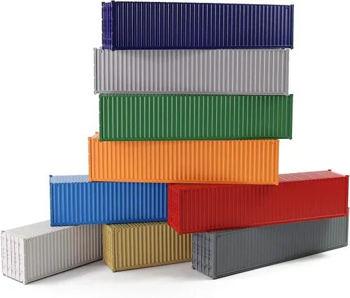Vista 14 de 3pcs HO Escala sin decorar 40 ' (pies) Contenedores de envío 1:87 Deep Bule acanalado Side Container C8740DB