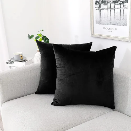 Vista 12 de NiNi ALL - Fundas de almohada decorativas de terciopelo 30x30 cm, paquete de 2 unidades, color azul bebé, suaves para sofá, dormitorio, sala