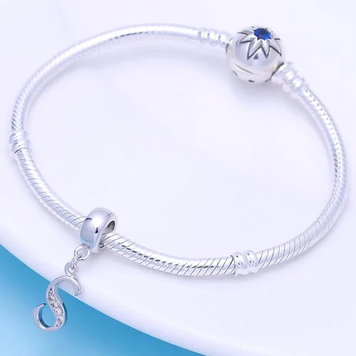 Vista 122 de ABUN Abalorio de plata de ley 925 con letra A a la Z, espaciador de inicial, con circonita cúbica transparete colgante, auténtica, para pulseras