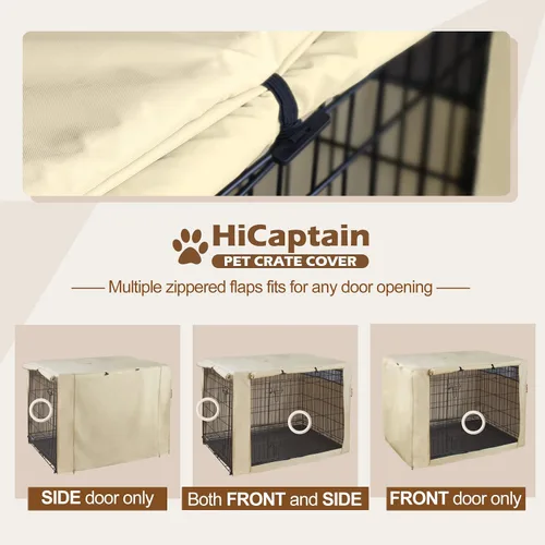 Vista 4 de HiCaptain Funda para Jaula de Perro 24.0" L x 18.0" A x 20.0" Al con Malla Transpirable, Funda para Perrera Duradera Heavy Duty, Paneles con Doble
