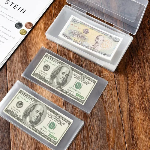 Vista 6 de Ettonsun 200 fundas para billetes de dólar, fundas para billetes de dólar, fundas para monedas, protector de billetes de dólar transparente, fundas