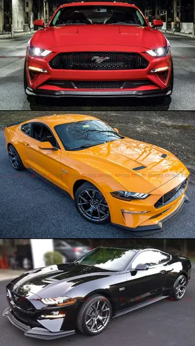 Vista 4 de Textura acabado negro Performance Pack Style Add-on parachoques delantero divisor de labio compatible con Ford Mustang GT Ecoboost 2018-2023