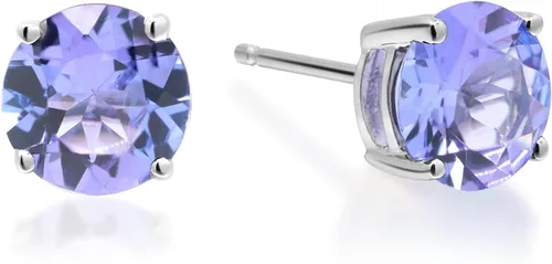 Vista 2 de Gin & Grace Pendiente de tanzanita natural azul de oro blanco de 14 quilates para mujer, Oro blanco Gema, Tanzanita