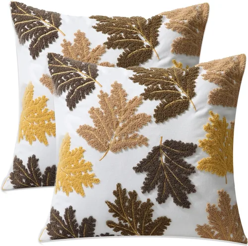 Vista 9 de Juego de 2 fundas de almohada decorativas bordadas para sofá, fundas cuadradas para cojines, para dormitorio, sofá, decoración rústica de granja, 18