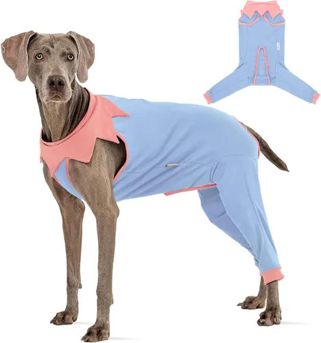 Vista 8 de FUAMEY Traje de recuperación para perros con manga acolchada para la pierna trasera, mameluco para perro con cremallera para cirugía