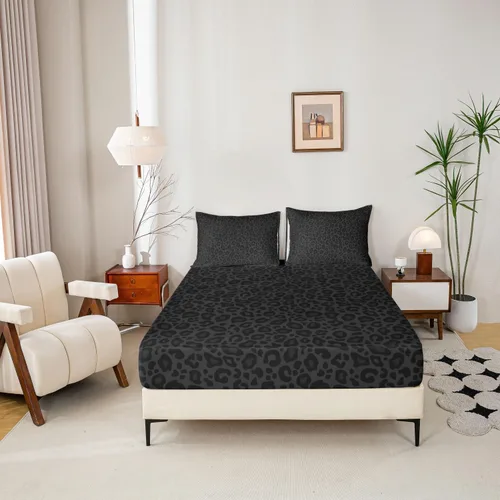 Vista 4 de Juego de ropa de cama con estampado de leopardo, tamaño individual, juego de cama de guepardo africano para decoración de dormitorio