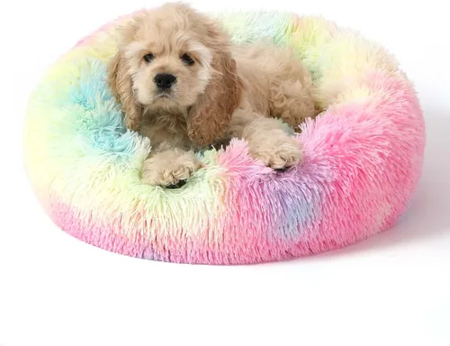 Vista 10 de NOYAL Cama Calmante en Forma de Rosquilla para Perros Pequeños a Medianos y Gatos - Cama de Mascotas de Felpa Sintética Anti-Ansiedad con Funda
