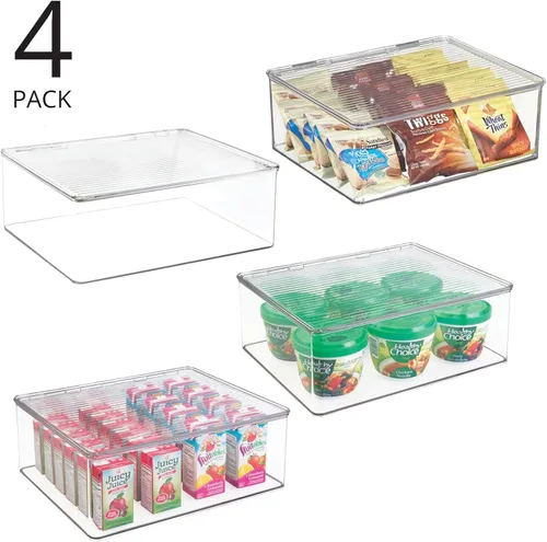 Vista 2 de mDesign - Caja de almacenamiento para alimentos con tapa, de plástico transparente, 4
