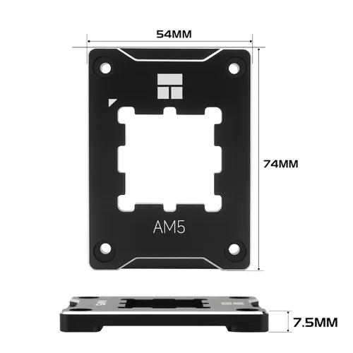 Vista 3 de Marco seguro AM5 negro, marco de contacto de CPU anti-flexión para zócalo AMD Marco de contacto de CPU AM5 de aluminio negro con placa de presión