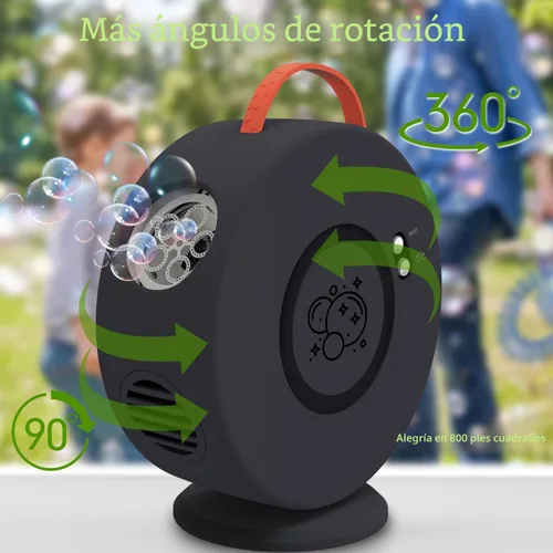 Vista 2 de Bubble Machine for Kids and Toddlers, 360° Bubble Blower for Outdoor Play Negro