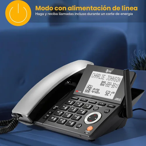 Vista 8 de AT&T DECT 6.0 Teléfono doméstico con cable o inalámbrico con 1 auricular y contestador, bloqueador de llamadas inteligente, identificación