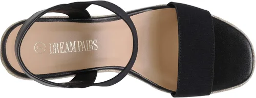 Vista 4 de DREAM PAIRS Alpargatas de punta abierta para mujer, sandalias de plataforma elegantes sin cordones con correa elástica en el tobillo