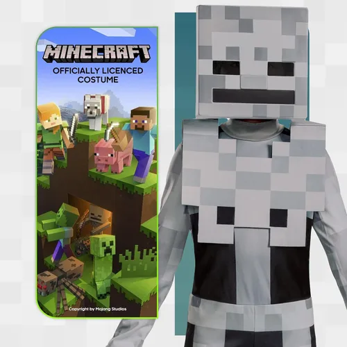Vista 2 de Disfraz de esqueleto clásico de Minecraft para niños Traje de cosplay de Minecraft para niños y niñas Disfraz de esqueleto de Minecraft para niños