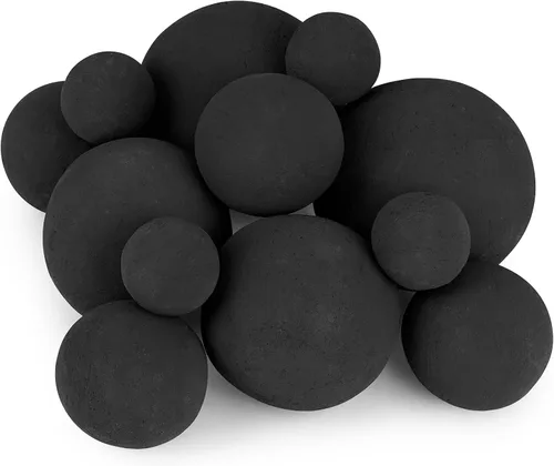 Vista 18 de Stanbroil Paquete de 12 bolas de cerámica, bolas mixtas de 4 tamaños para chimenea, accesorio moderno para chimenea interior o exterior, hogueras