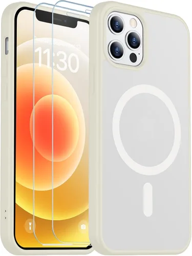 Vista 201 de SPIDERCASE Funda magnética translúcida diseñada para iPhone 11, con 2 protectores de pantalla de vidrio templado, antihuellas, para iPhone 11 de 6.1