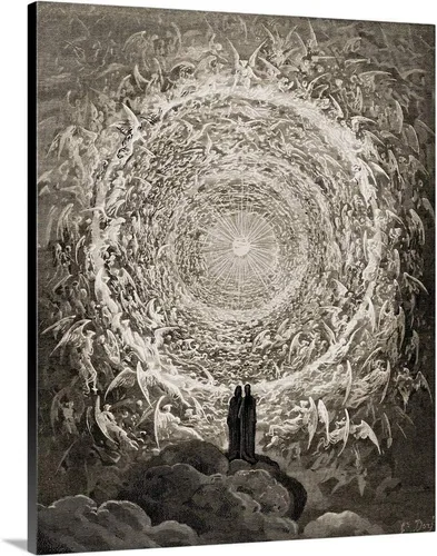 Vista 11 de CANVAS ON DEMAND Ilustración para Paradiso por Dante Alighieri Canto, Xxxi, líneas 1 a 3, lienzo enmarcado negro flotante, arte para pared, diseño