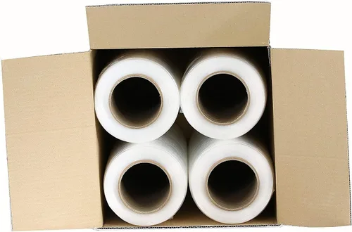 Vista 4 de 256 rollos de envoltura elástica de 18 pulgadas x 1500 pies, resistente, envoltura retráctil de resistencia industrial, película elástica de alto