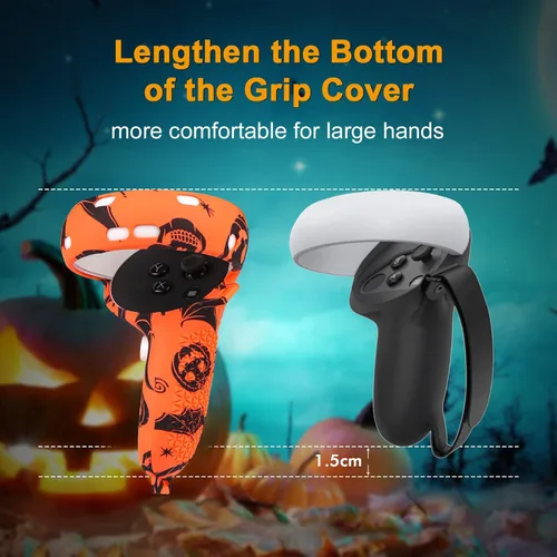 Vista 2 de Relohas Accessories for Oculus Quest 2, VR Accessory Set for Meta Quest 2, Include Controller Grip Leather Cover, VR Shell Cover, Face Cover, Lens