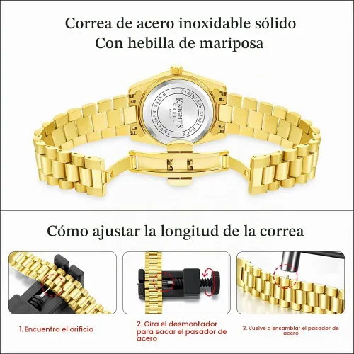 Vista 5 de Classic Dress Watch for Women Crystal Accented Dial Gold White