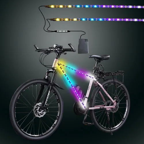 Vista 9 de Luces de bicicleta, se pueden recortar, impermeables, luces de bicicleta para montar por la noche, para niños, adultos, niños y niñas