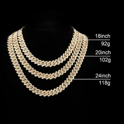 Vista 9 de Saintda Cadena de eslabones cubanos para hombres y mujeres, collar cubano de Miami, cadena de diamantes brillantes, joyería de hip hop con caja