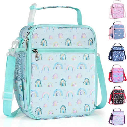 Vista 7 de Bolsa de almuerzo aislada para niños, bolsas de picnic térmicas con correa ajustable para adultos, niños, mujeres, hombres, niños y niñas