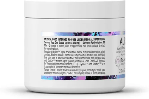 Vista 7 de AuRx Autism Spectrum Medical Food Powder para apoyar la salud intestinal, suplemento de ácido butírico estabilizado en un polvo sabroso para niños