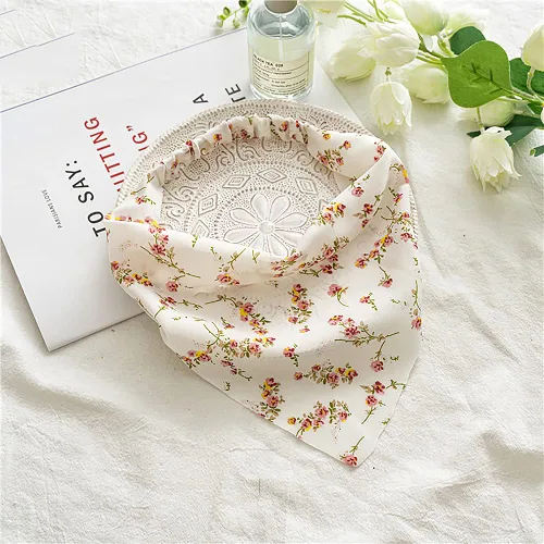 Vista 25 de Pañuelo elástico para el cabello, bandanas para el cabello, bufanda de lunares para mujeres y niñas (flor de satén retro)