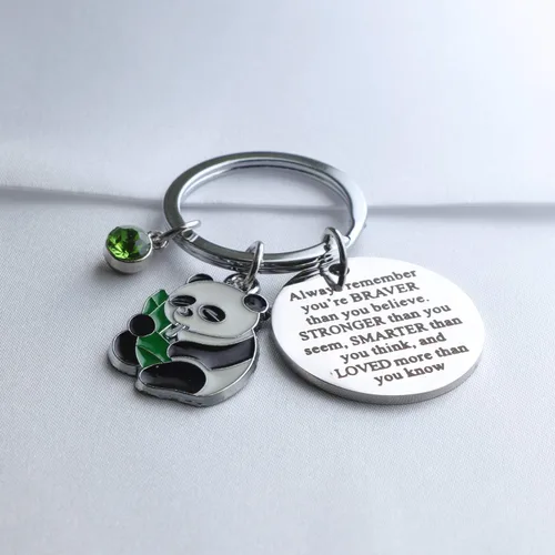 Vista 4 de TongXin Lindo llavero de oso panda para amantes de los pandas, regalo divertido de animales para mujeres y niñas, llavero de panda