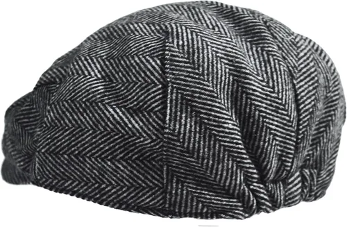 Vista 3 de Sombrero clásico de mezcla de lana de tweed de espiga para hombre (SM, gris), Gris